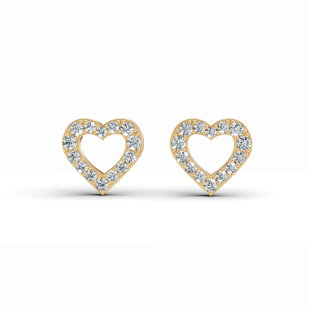 Heart-Shaped Diamond Stud Earrings