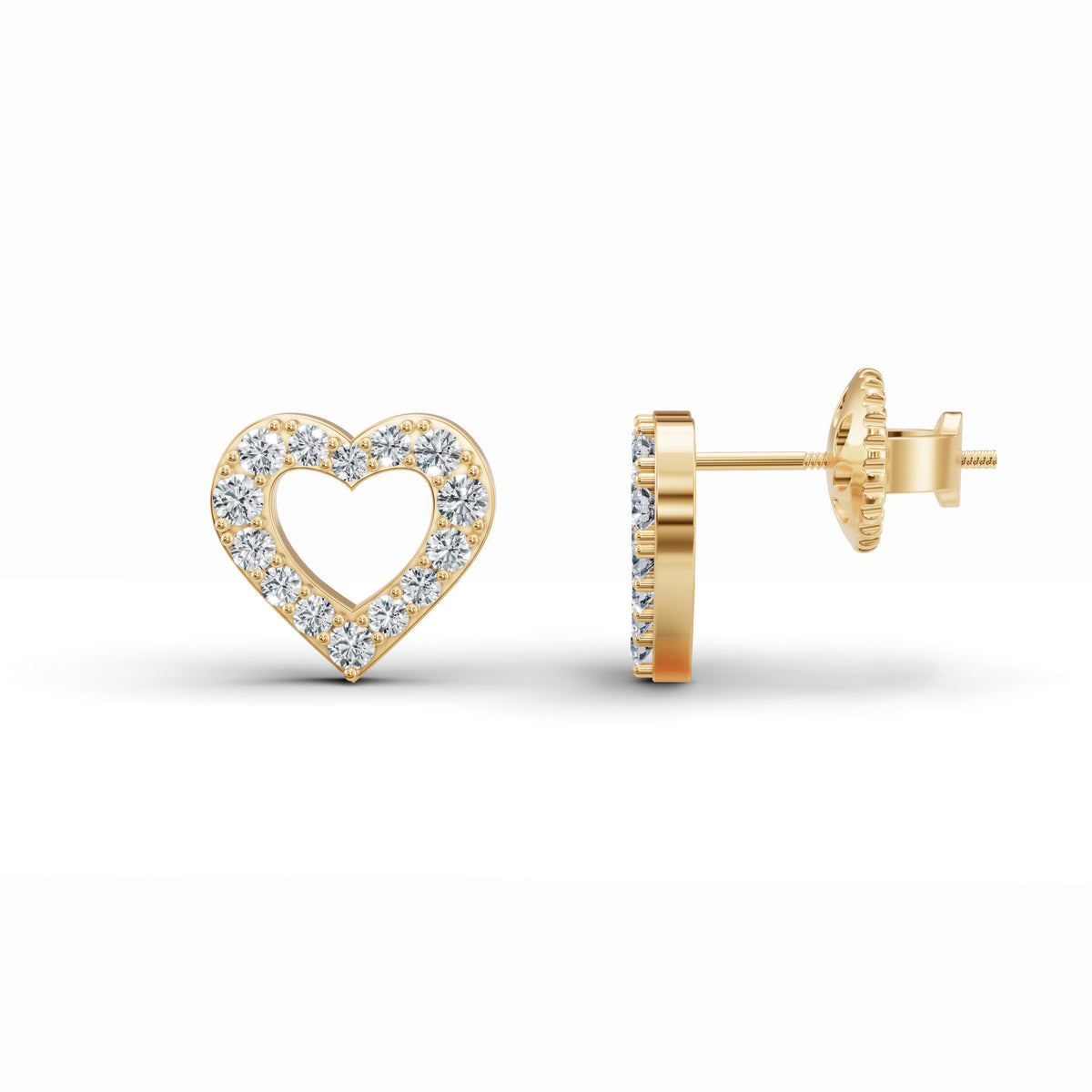 Heart-Shaped Diamond Stud Earrings