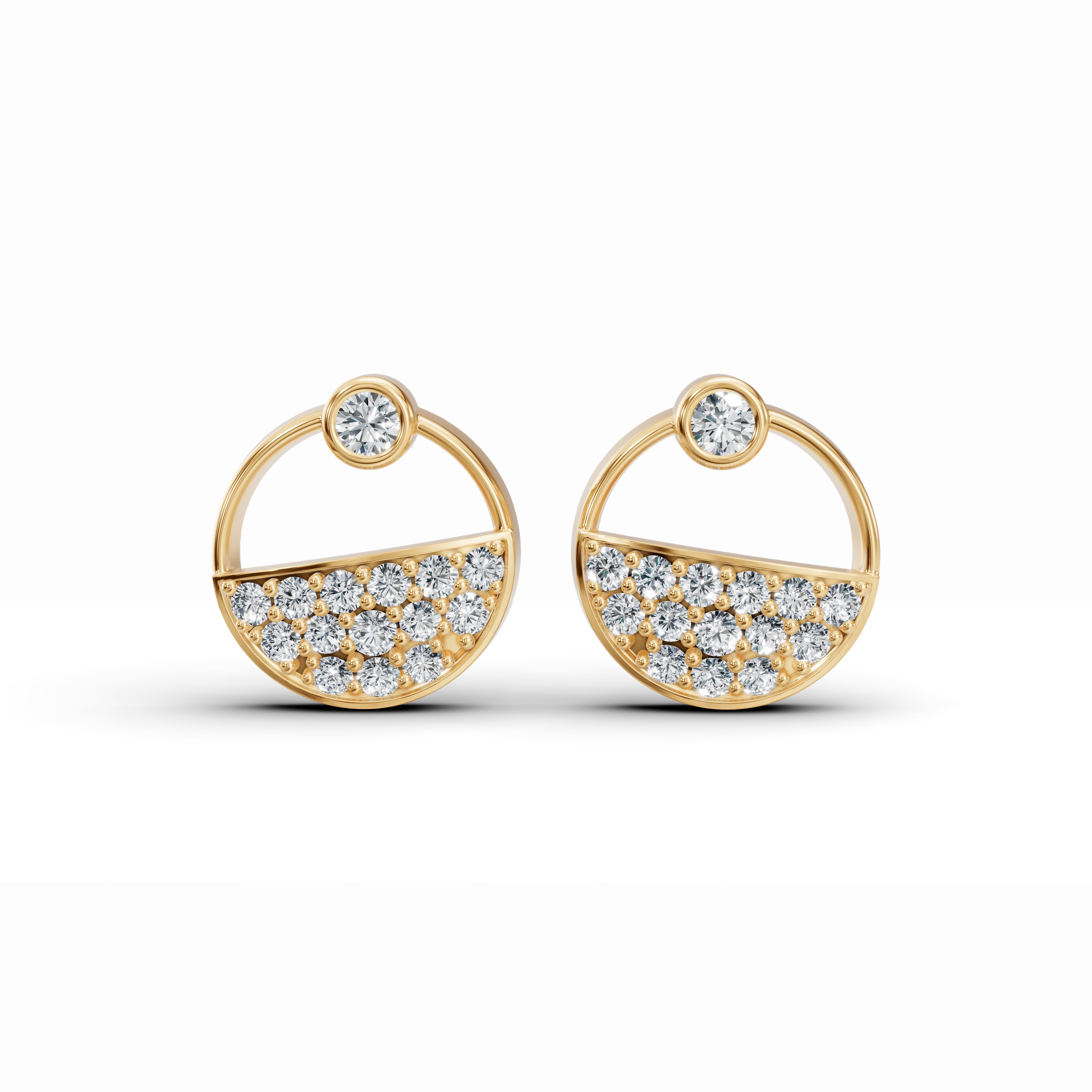 Crescent Spark Diamond Stud Earrings