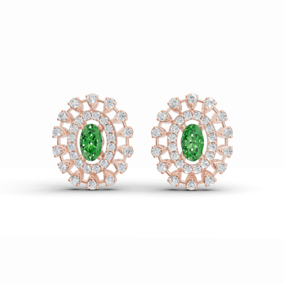 Precious Halo Oval Diamond Studs