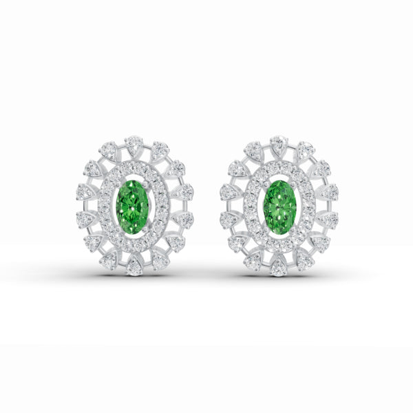 Precious Halo Oval Diamond Studs