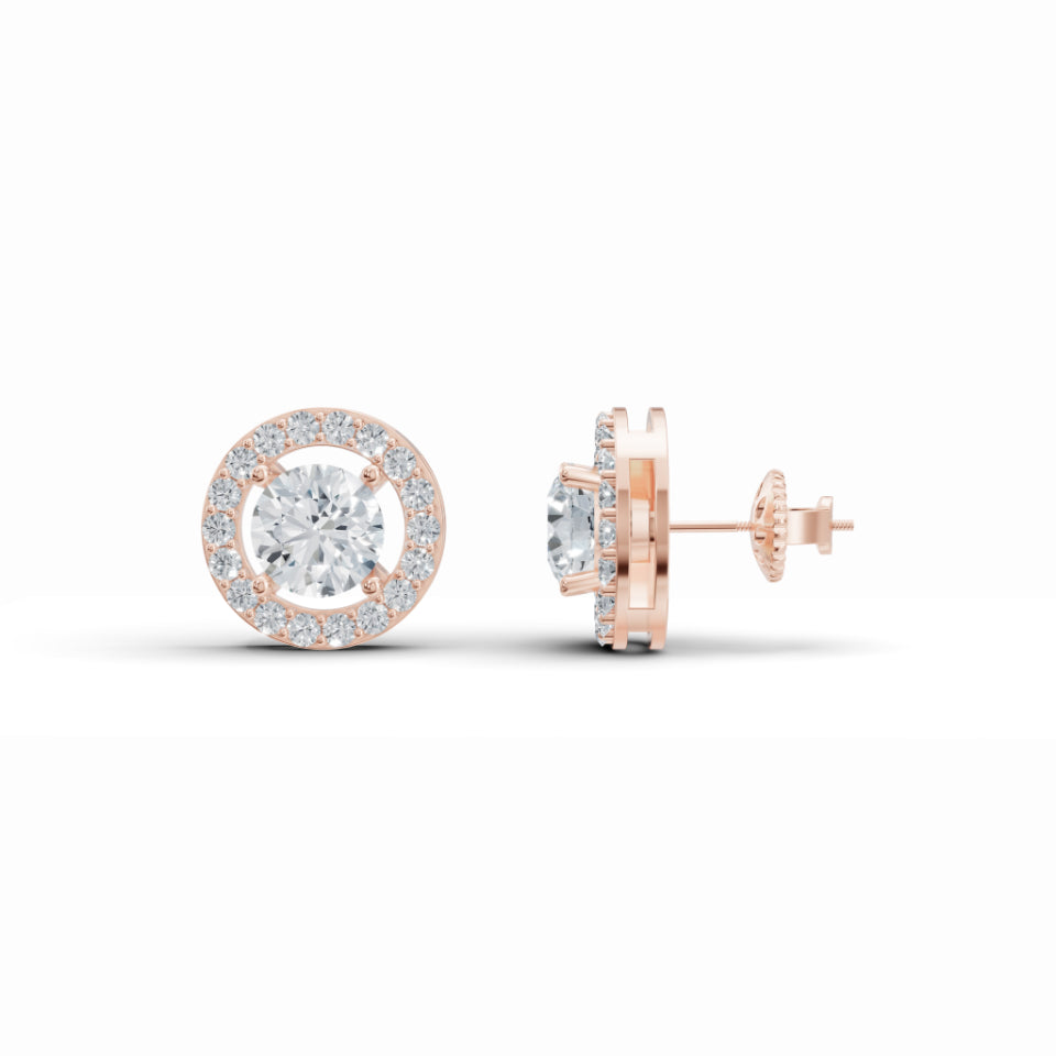 Sparkly Solitaire Diamond Stud Earrings