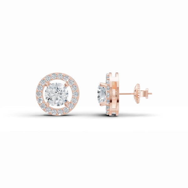 Sparkly Solitaire Diamond Stud Earrings