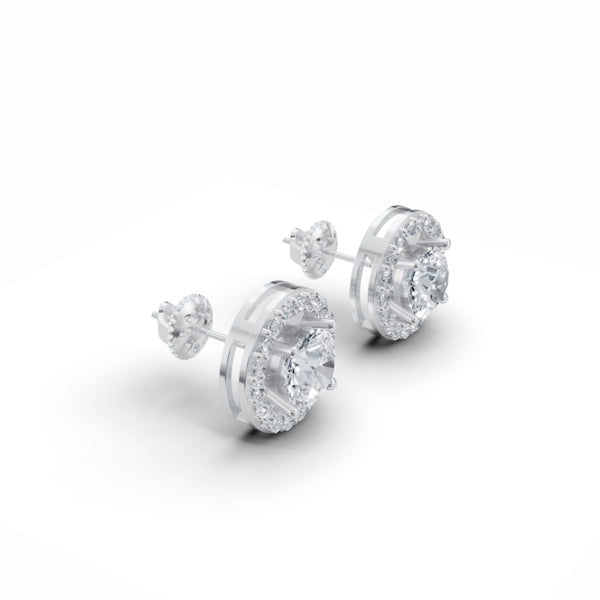 Sparkly Solitaire Diamond Stud Earrings