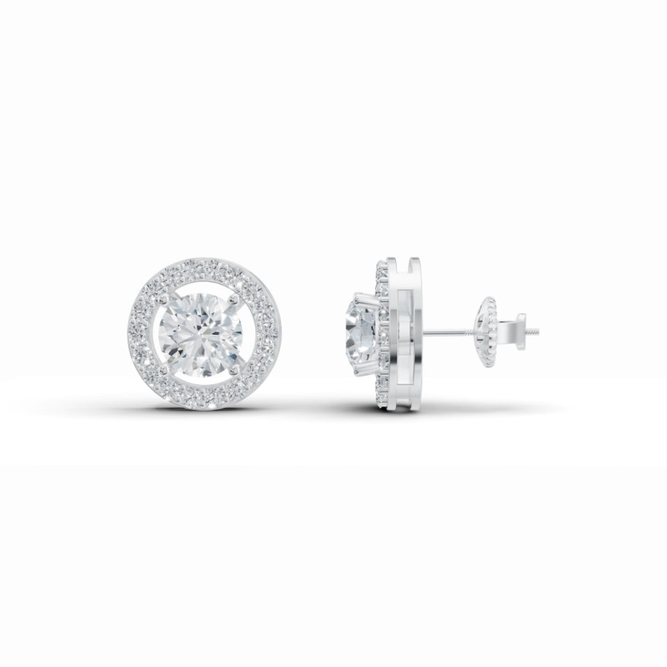 Sparkly Solitaire Diamond Stud Earrings