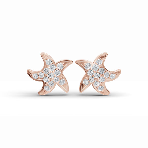 Starfish Diamond Stud Earrings