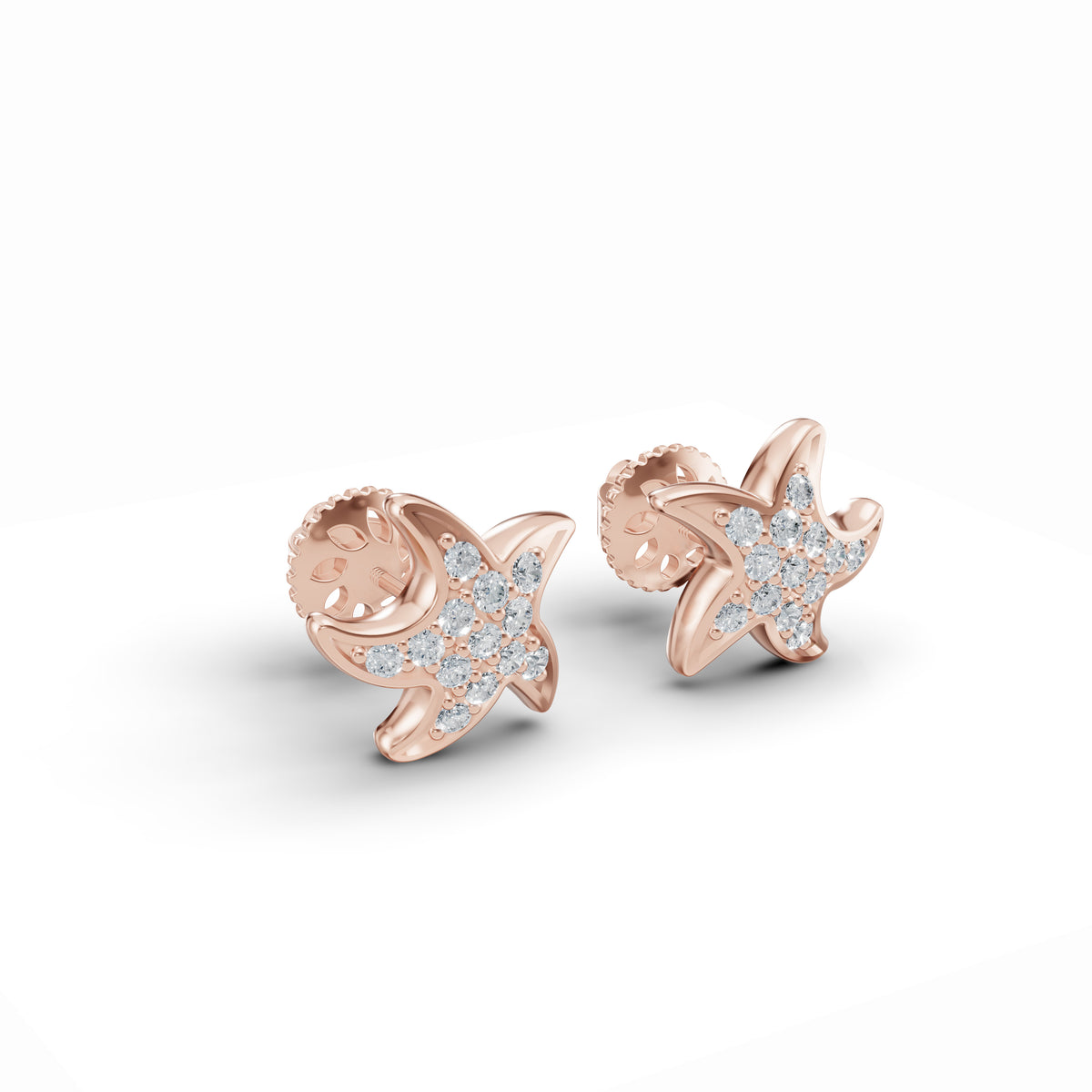 Starfish Diamond Stud Earrings