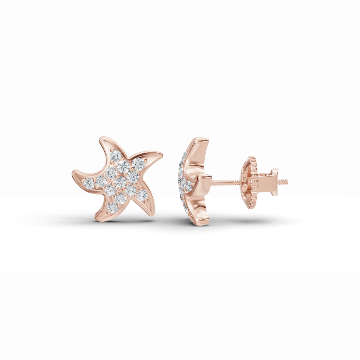 Starfish Diamond Stud Earrings