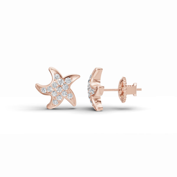 Starfish Diamond Stud Earrings