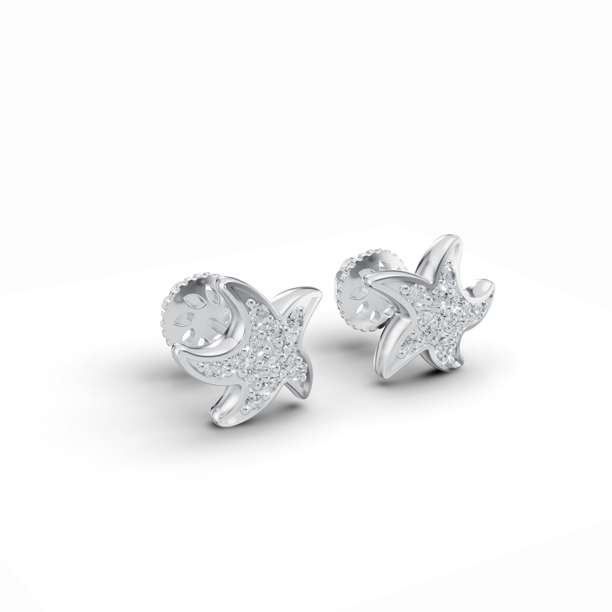Starfish Diamond Stud Earrings