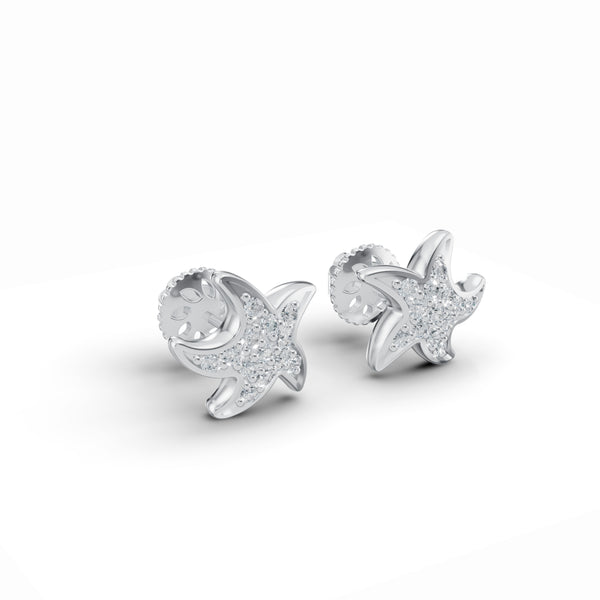 Starfish Diamond Stud Earrings