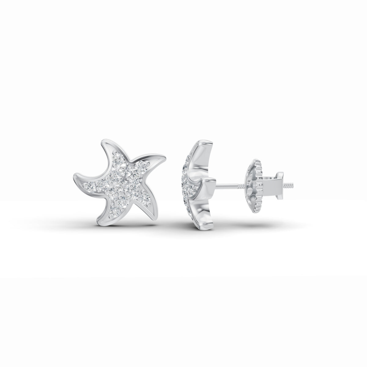 Starfish Diamond Stud Earrings