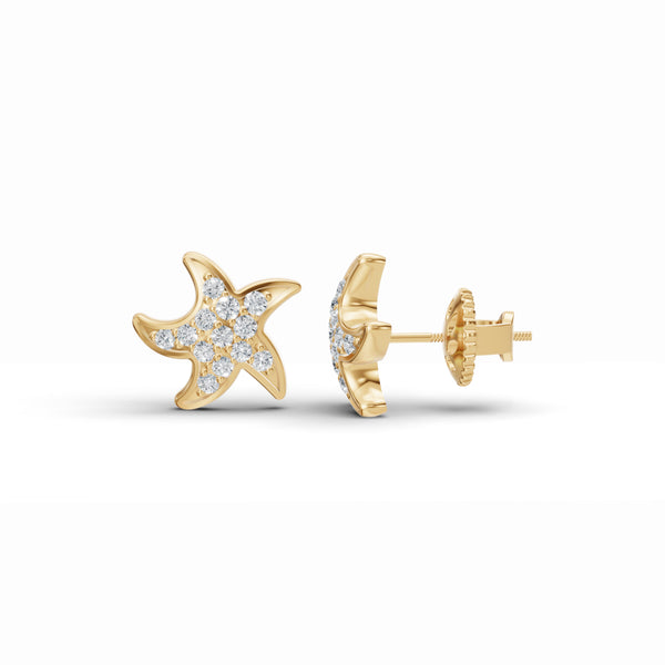 Starfish Diamond Stud Earrings