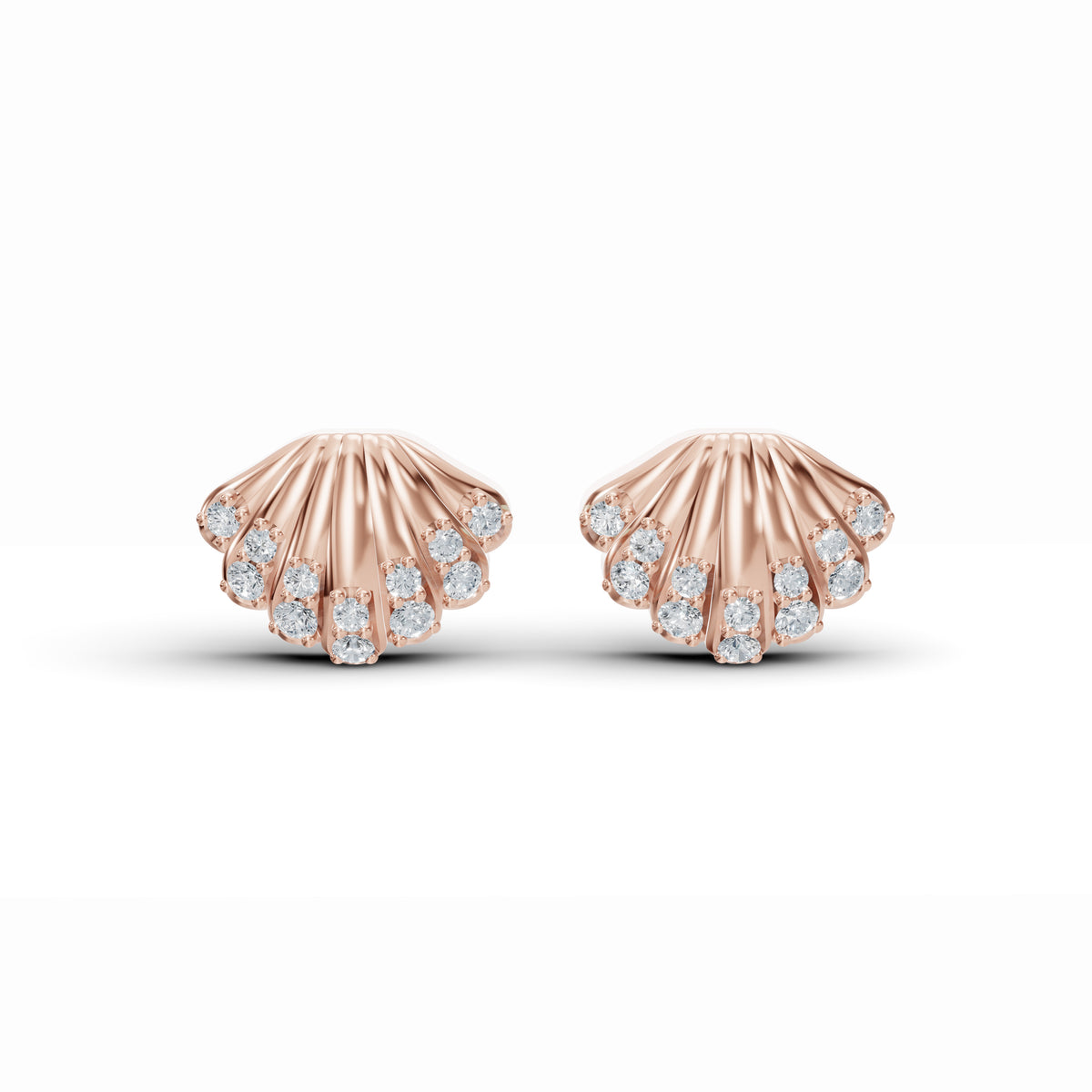 Seashell Diamond Stud Earrings