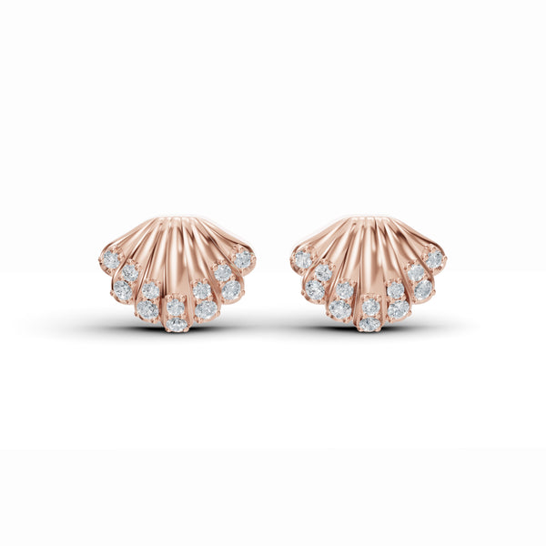 Seashell Diamond Stud Earrings