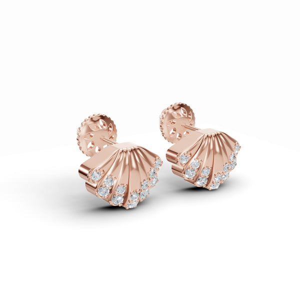 Seashell Diamond Stud Earrings