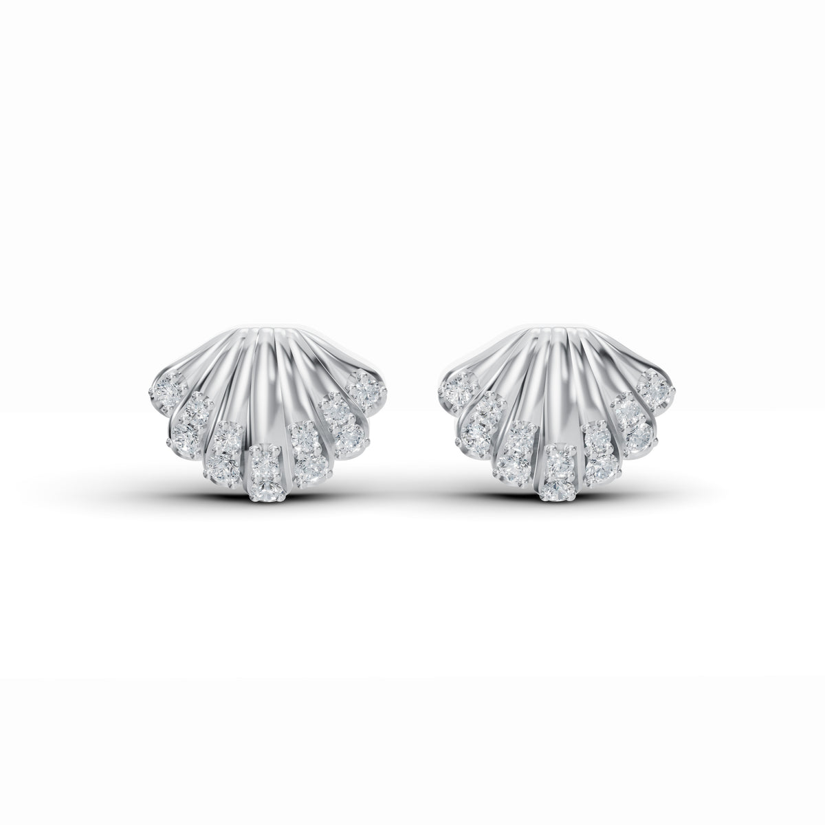Seashell Diamond Stud Earrings
