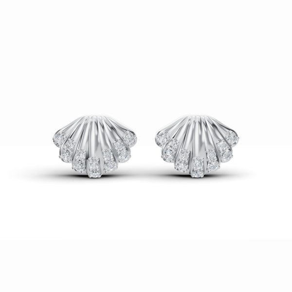 Seashell Diamond Stud Earrings
