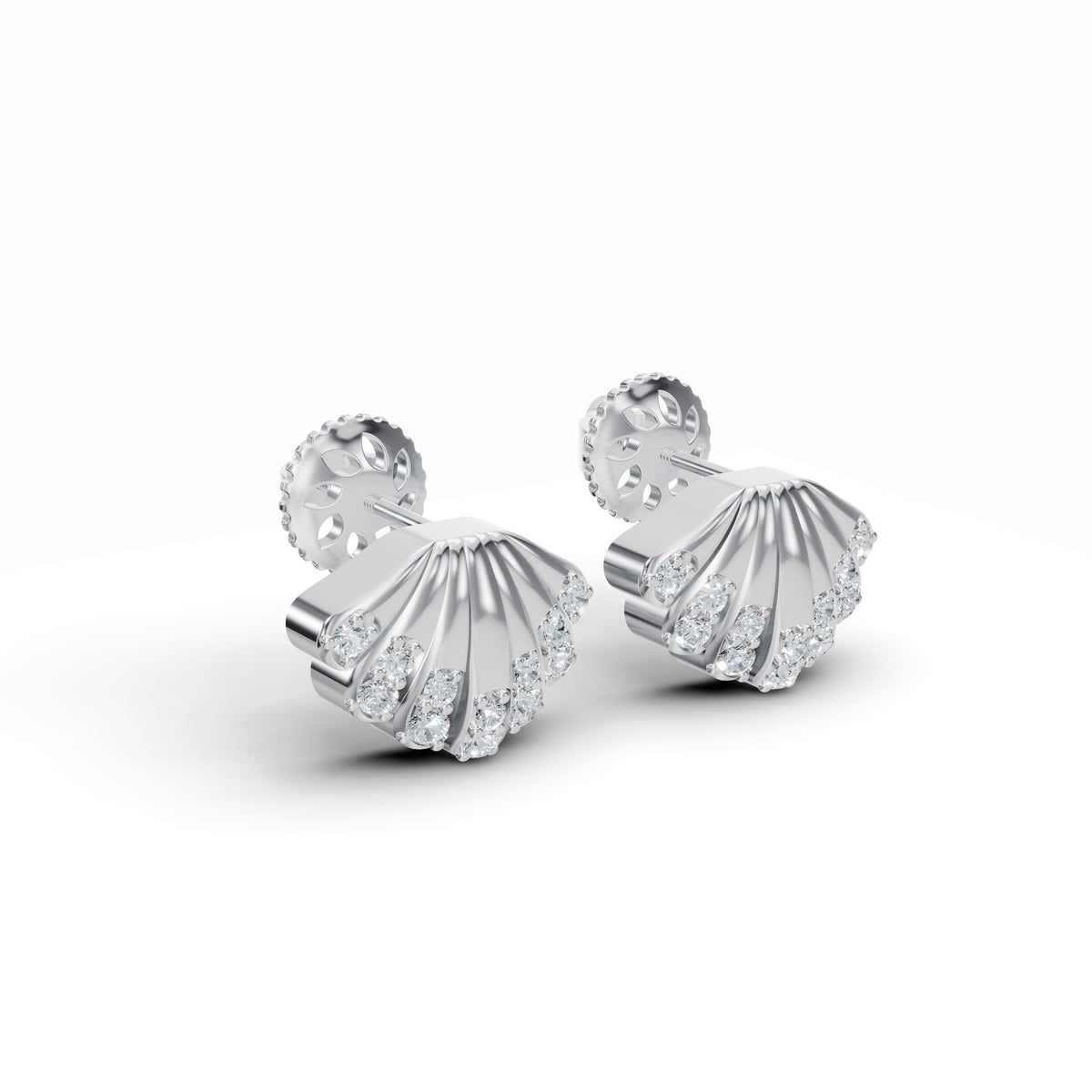 Seashell Diamond Stud Earrings