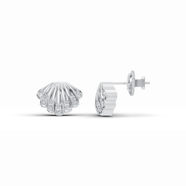Seashell Diamond Stud Earrings
