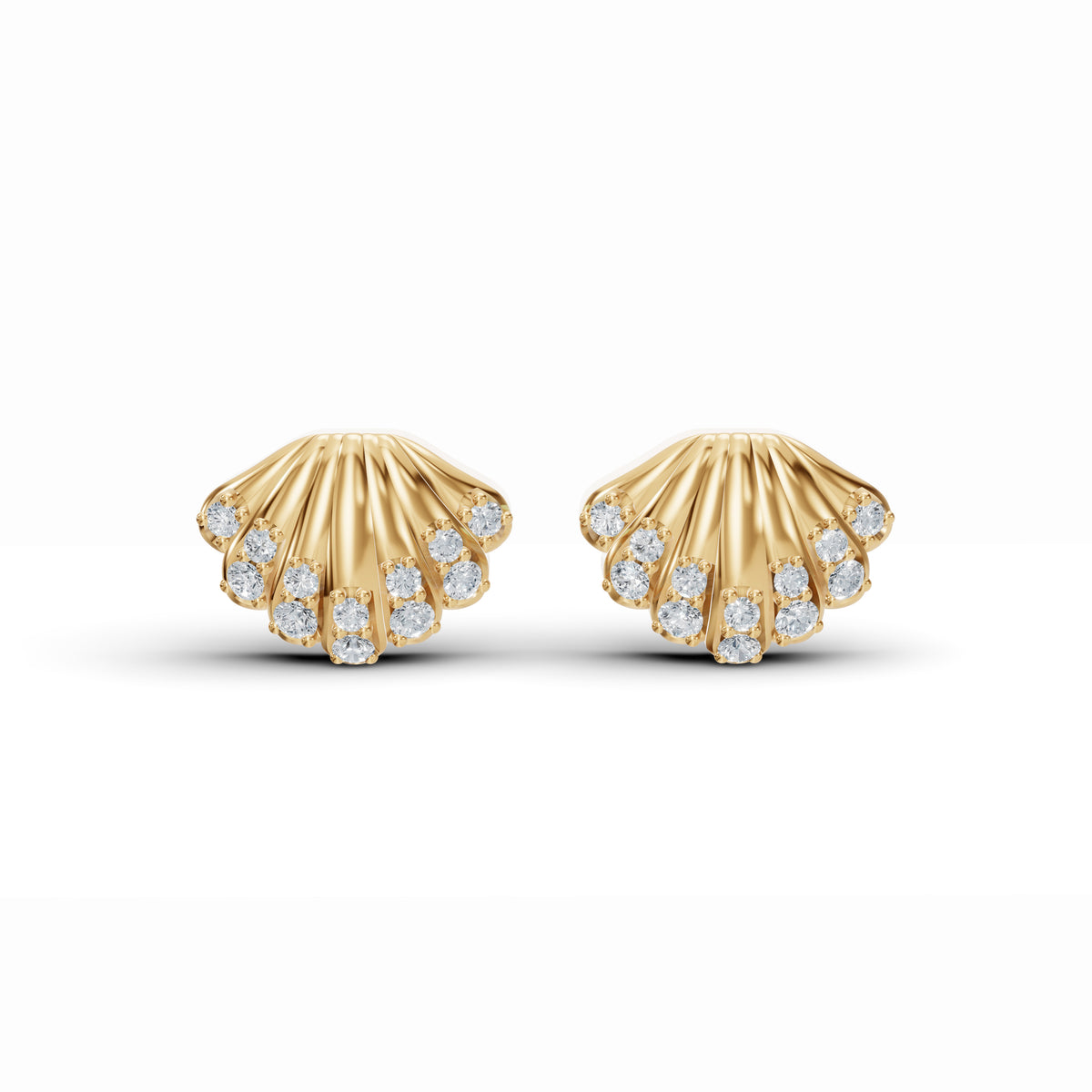 Seashell Diamond Stud Earrings