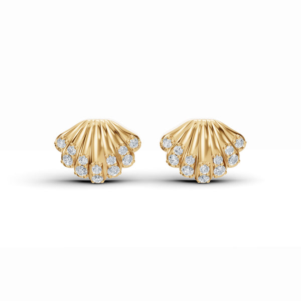 Seashell Diamond Stud Earrings