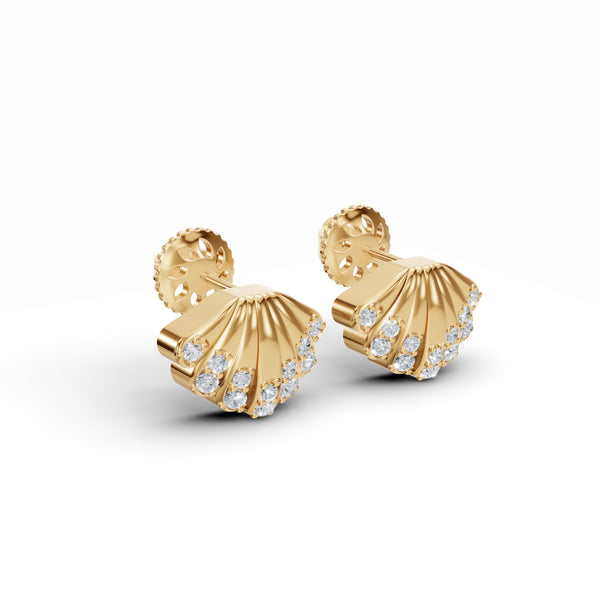 Seashell Diamond Stud Earrings