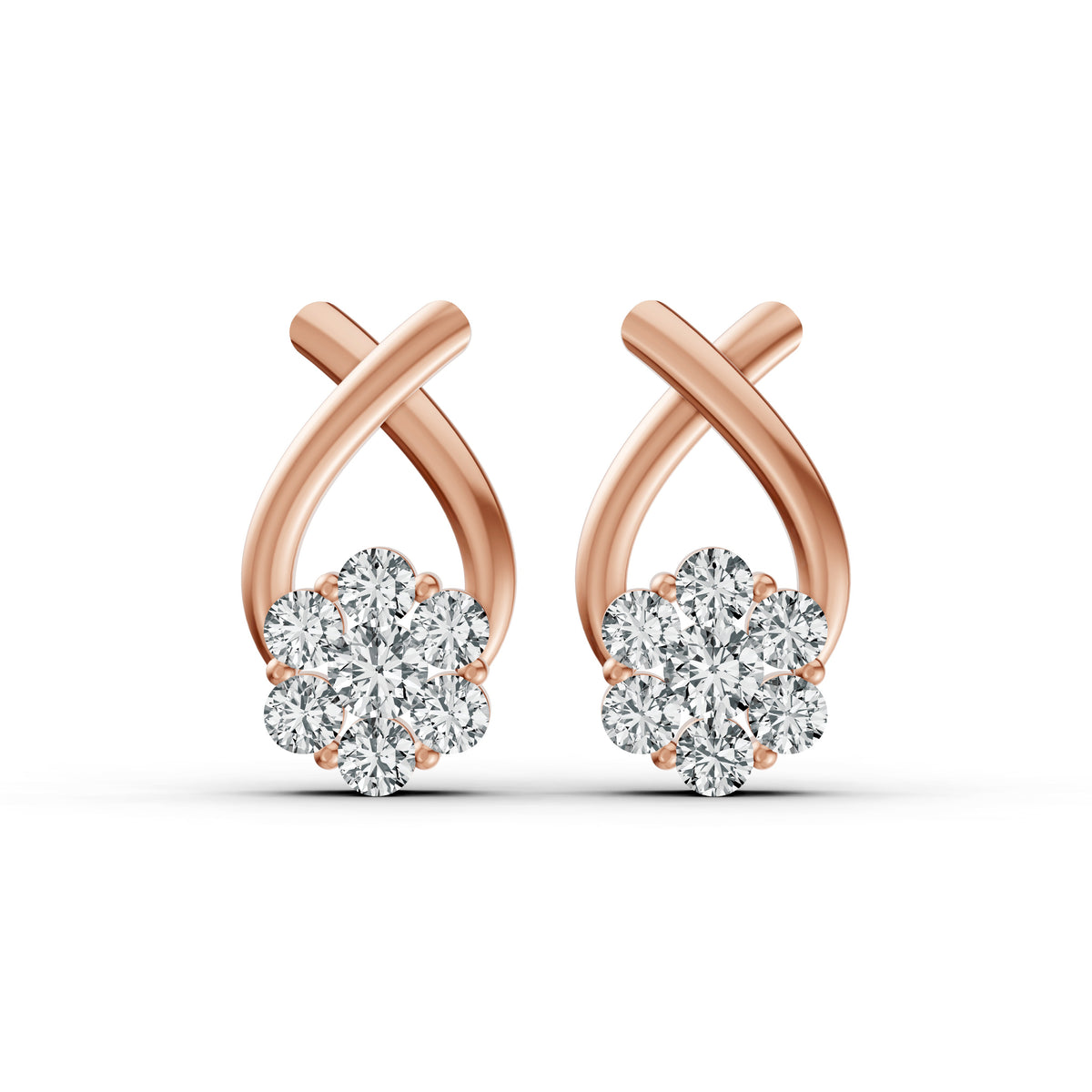 Floral Cluster Drop Diamond Earrings