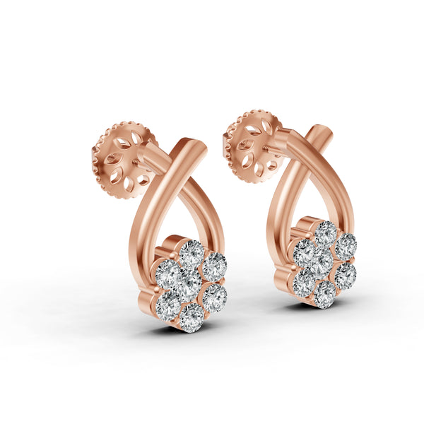 Floral Cluster Drop Diamond Earrings
