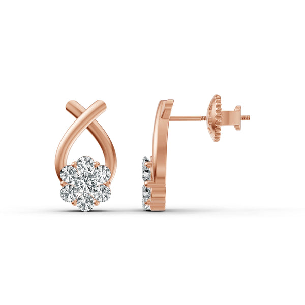 Floral Cluster Drop Diamond Earrings