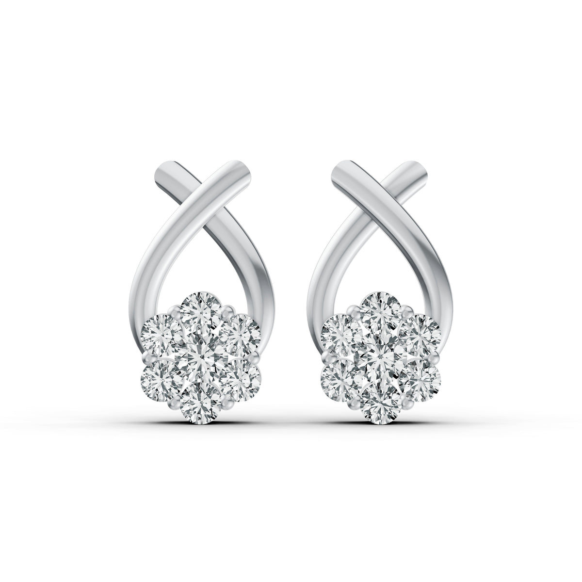 Floral Cluster Drop Diamond Earrings