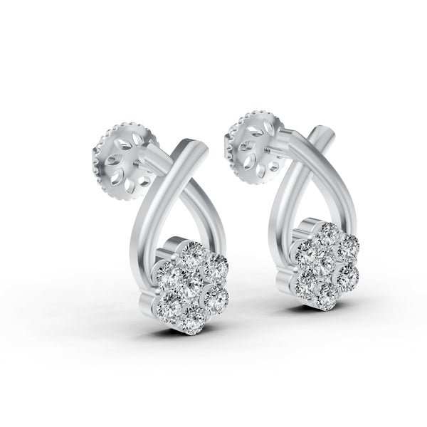 Floral Cluster Drop Diamond Earrings