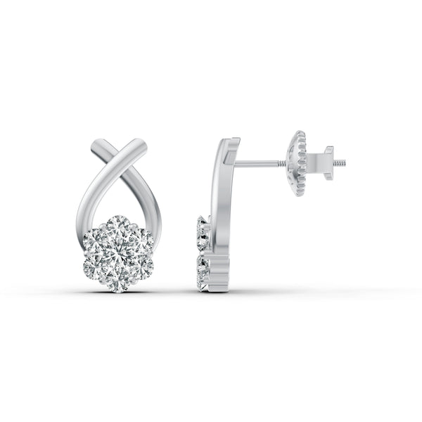 Floral Cluster Drop Diamond Earrings