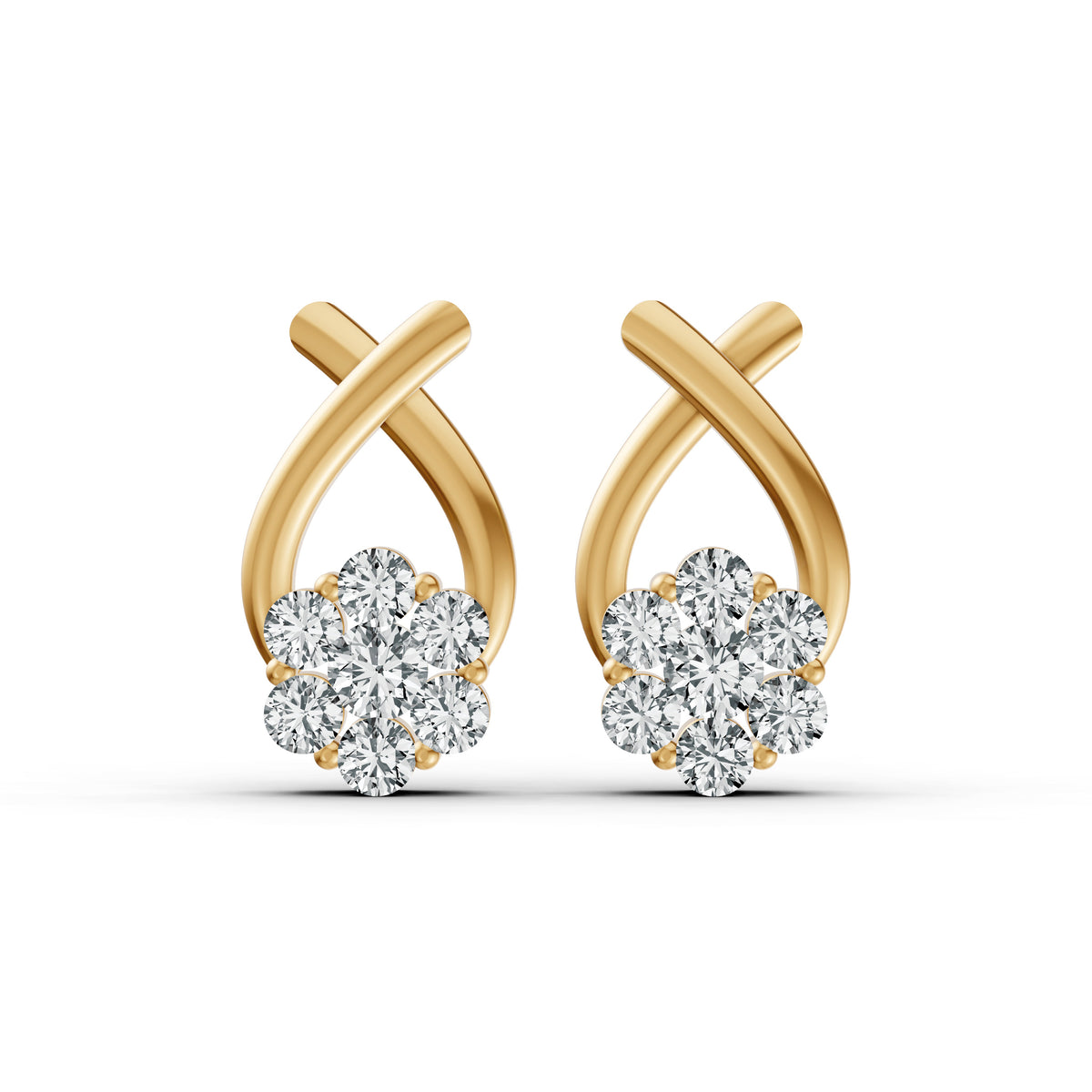 Floral Cluster Drop Diamond Earrings