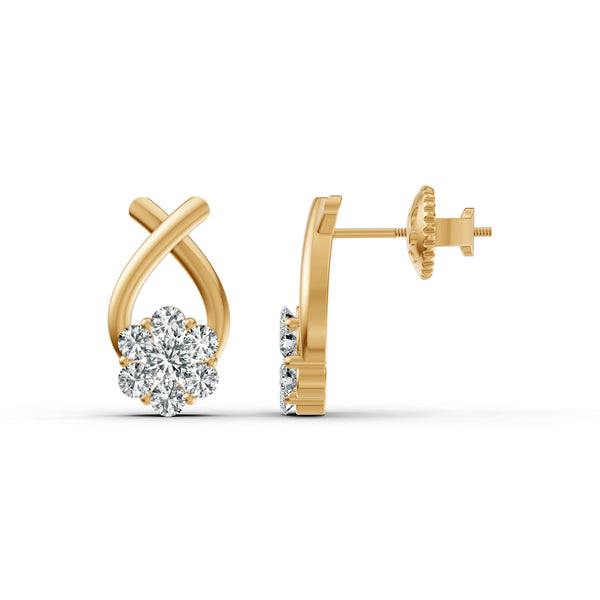 Floral Cluster Drop Diamond Earrings