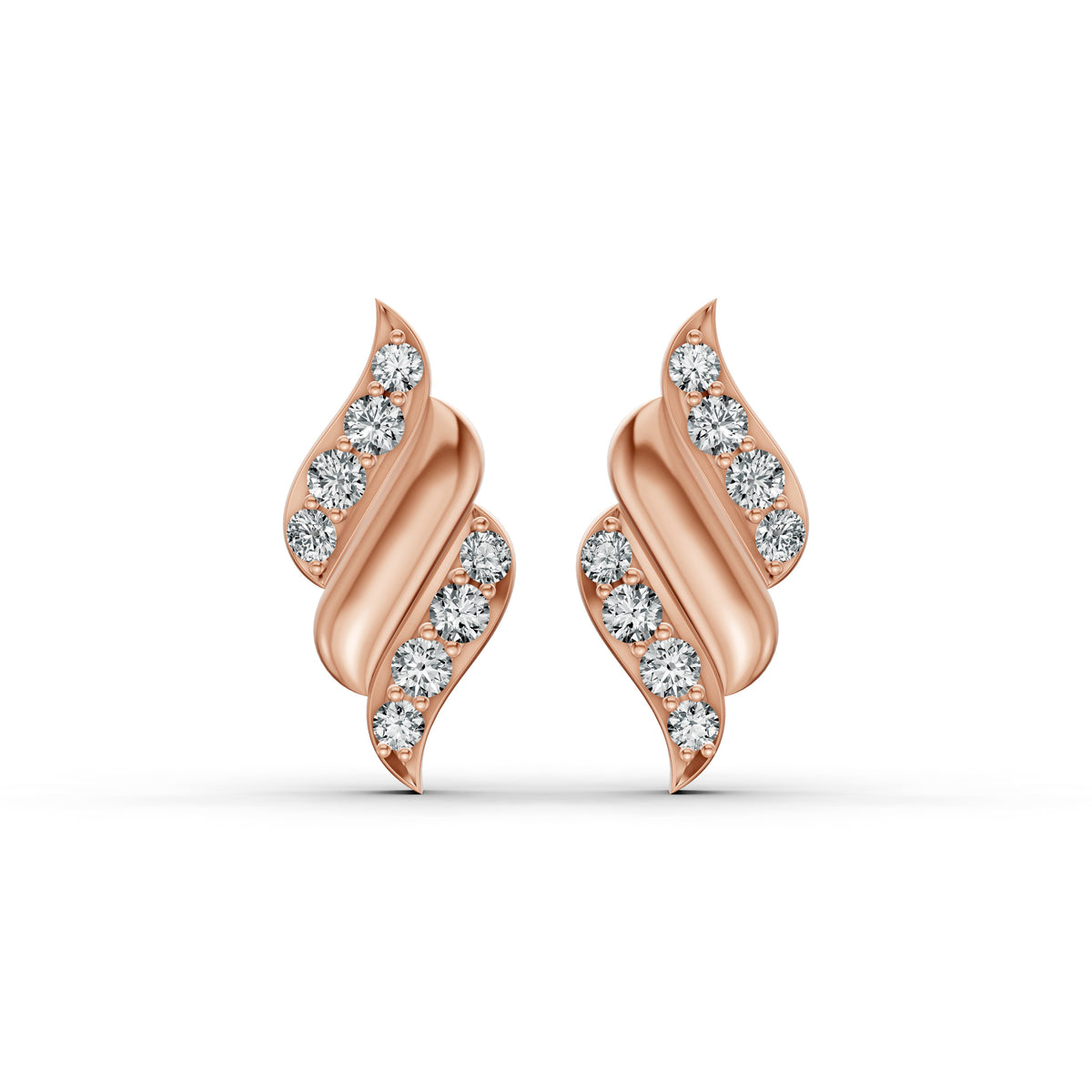 Elegant Wave Diamond Stud Earrings