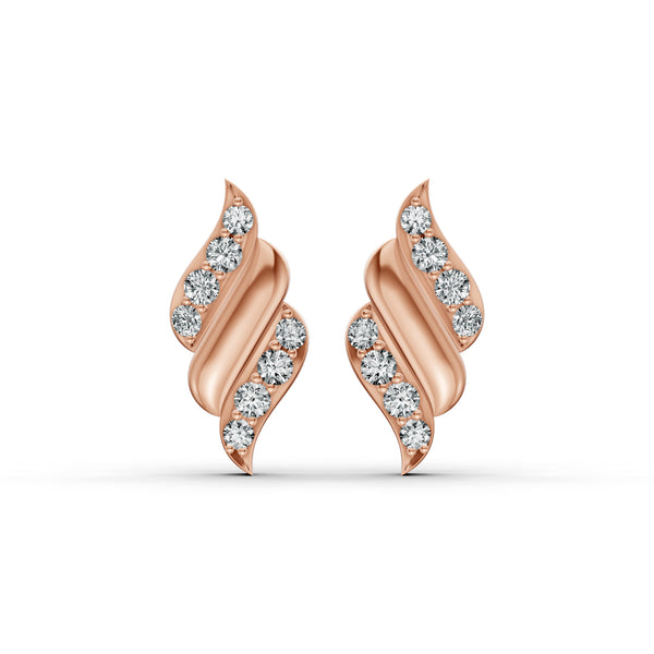 Elegant Wave Diamond Stud Earrings