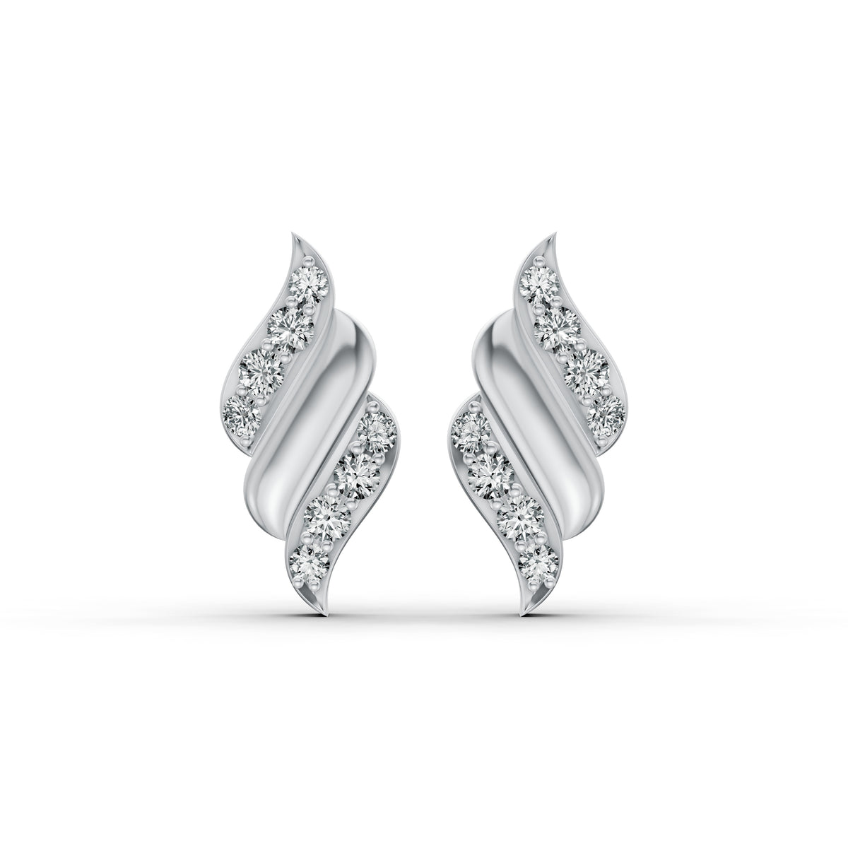 Elegant Wave Diamond Stud Earrings