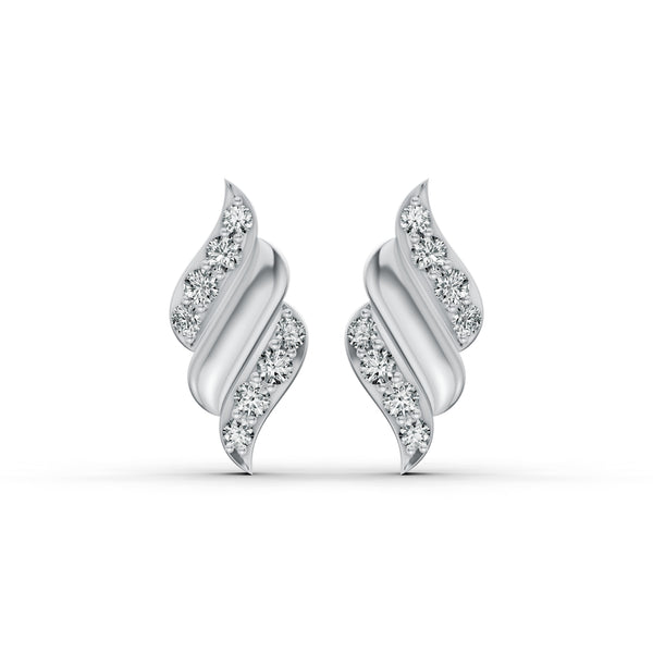 Elegant Wave Diamond Stud Earrings