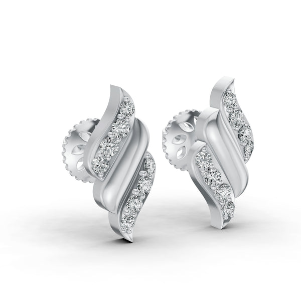 Elegant Wave Diamond Stud Earrings