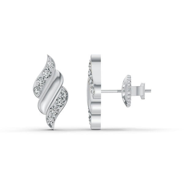 Elegant Wave Diamond Stud Earrings