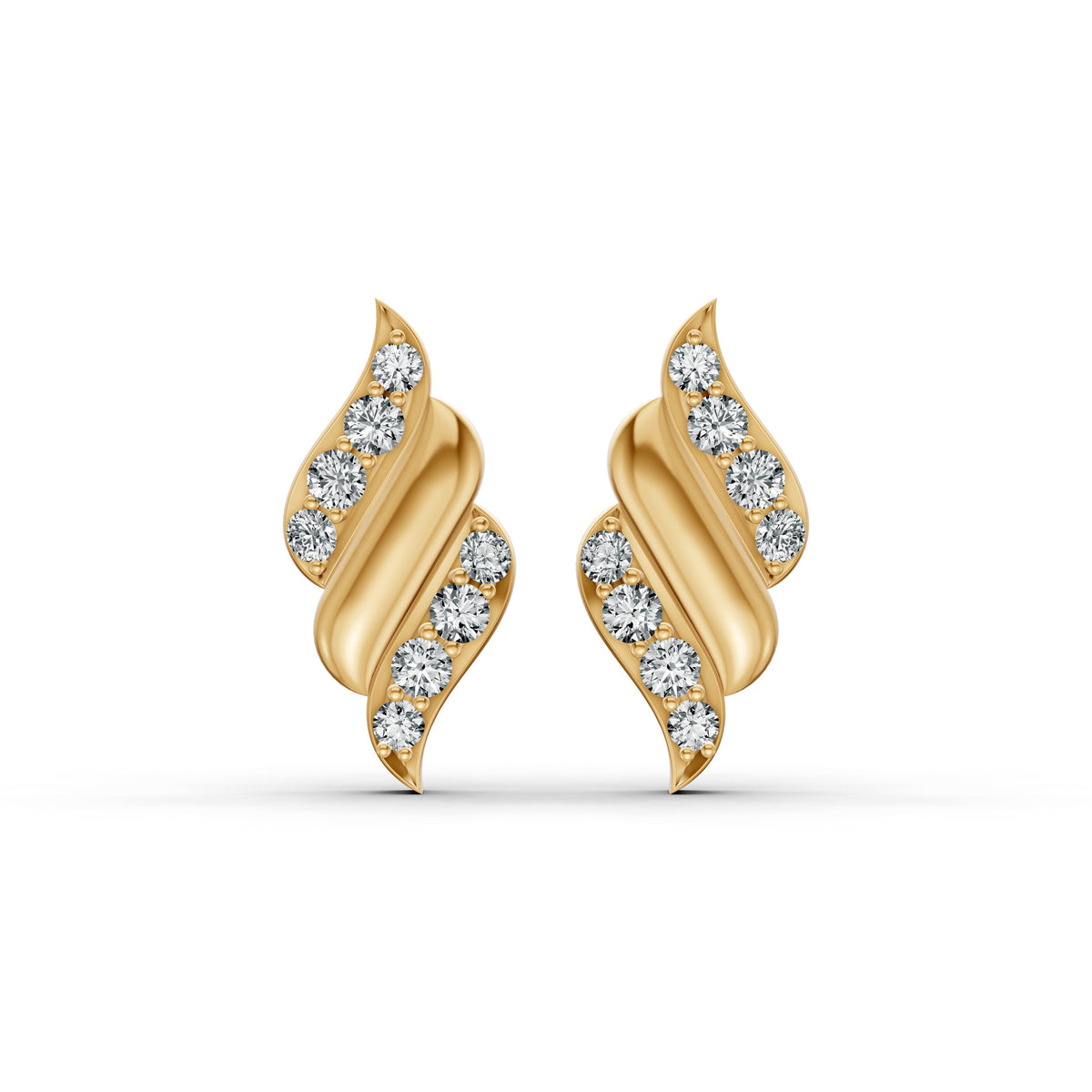 Elegant Wave Diamond Stud Earrings