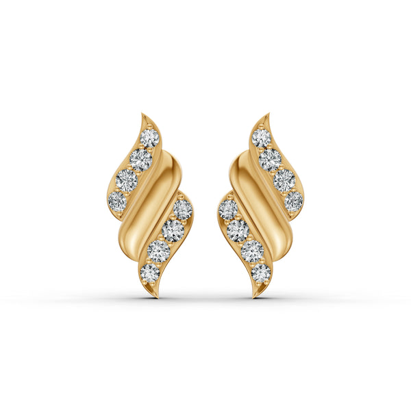 Elegant Wave Diamond Stud Earrings