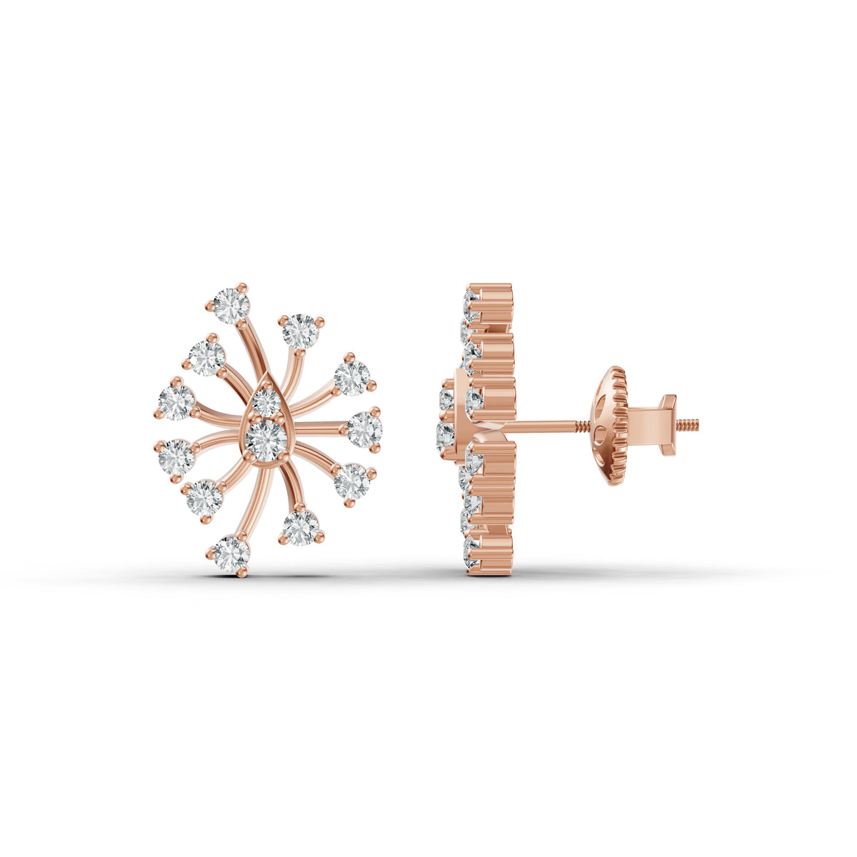 Celestial Burst Diamond Stud Earrings