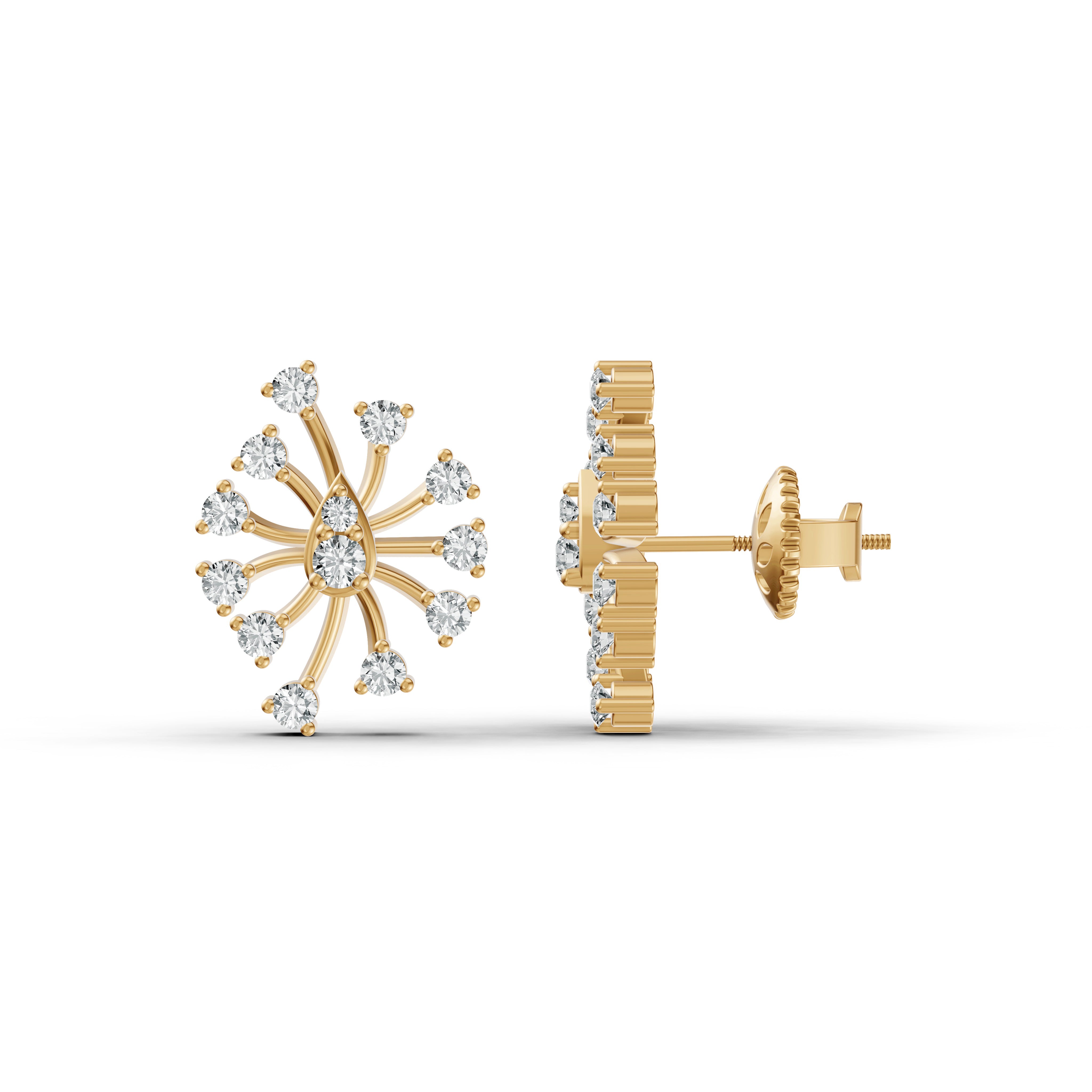 Celestial Burst Diamond Stud Earrings