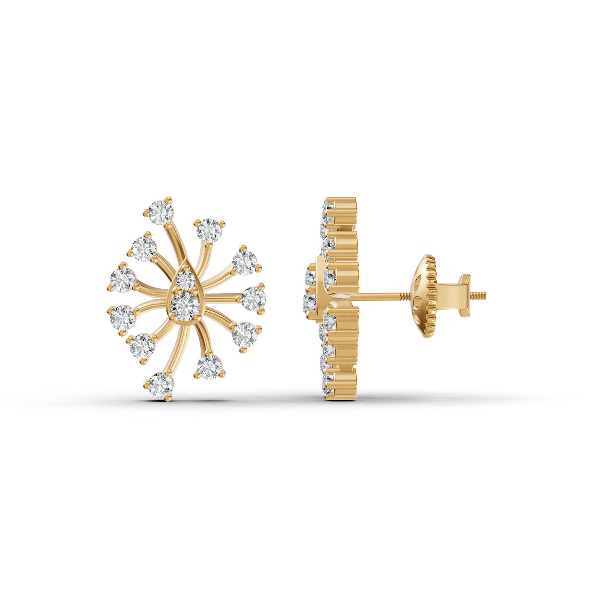 Celestial Burst Diamond Stud Earrings