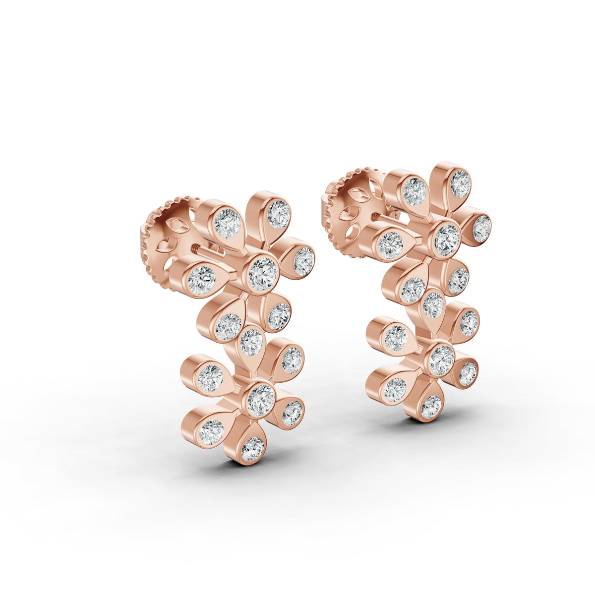 Daisy Cluster Diamond Stud Earrings