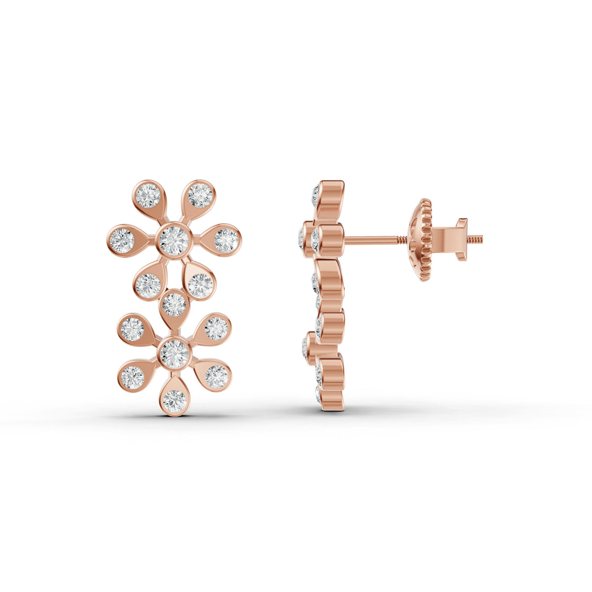 Daisy Cluster Diamond Stud Earrings