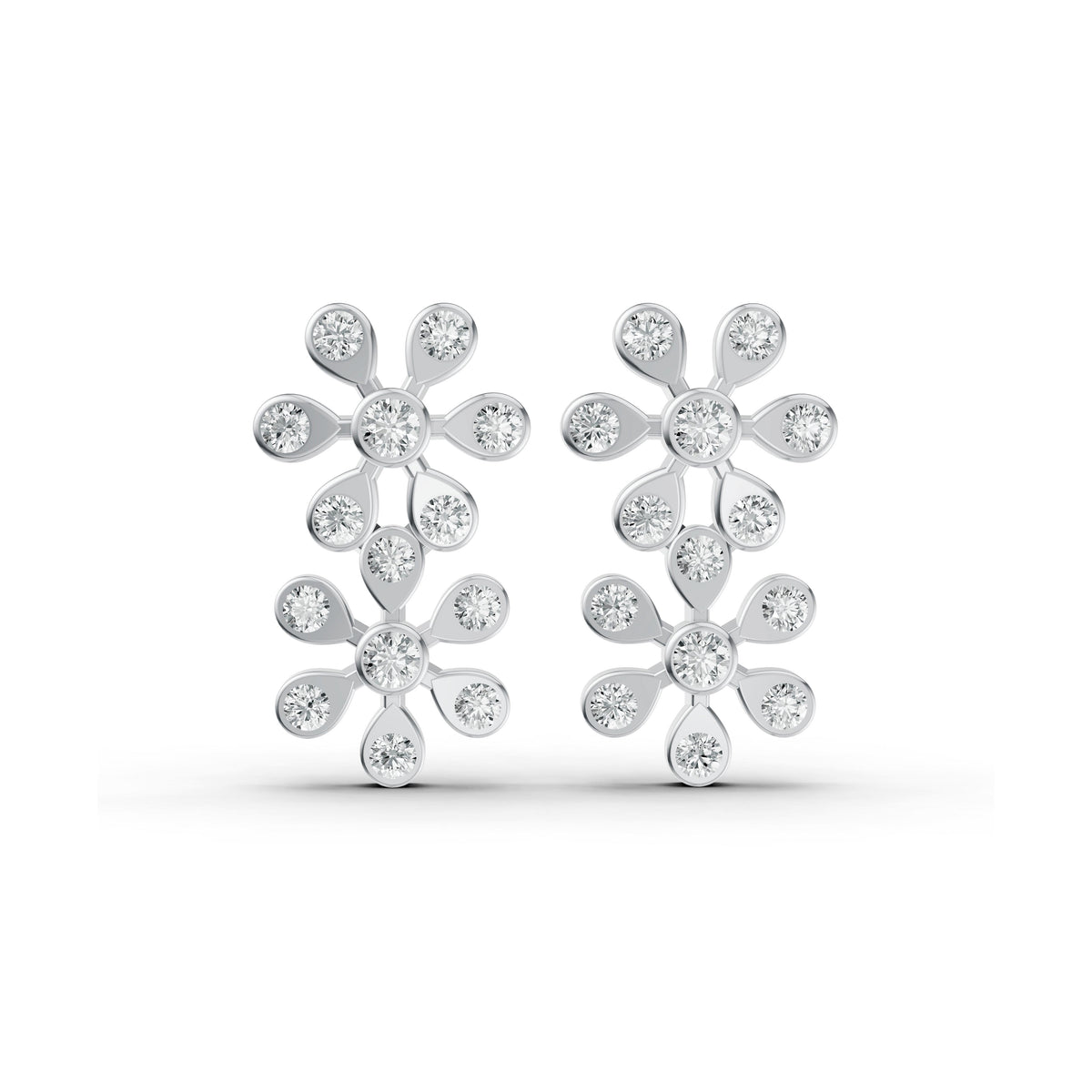 Daisy Cluster Diamond Stud Earrings