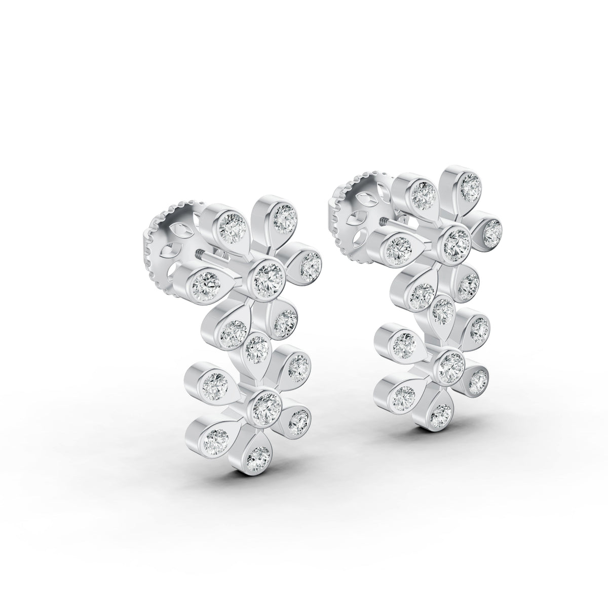 Daisy Cluster Diamond Stud Earrings